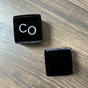 The Mrs. Box - Classic Double Ring Box, Black with Silver Engraved 'CO'